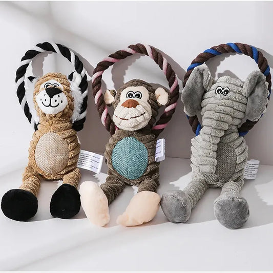 Lion, Elephant & Monkey Chew Toys